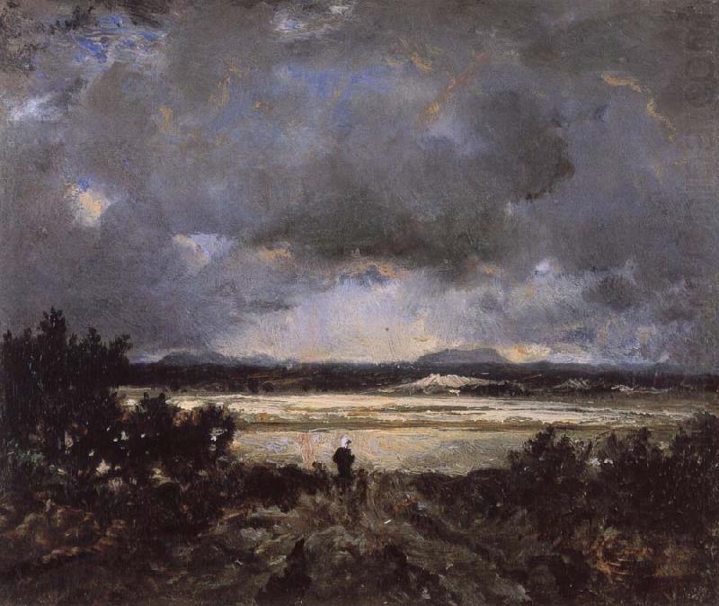 Sunset in the Auvergne, Pierre etienne theodore rousseau